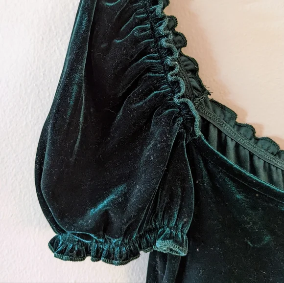 Altar'd State dark green velvet mini dress, size small - Picture 3 of 4